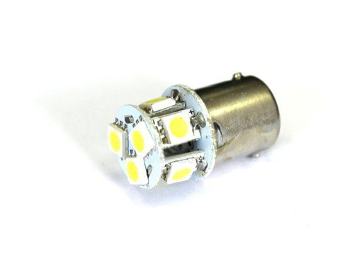 Автомобильная лампа KS 12v (5w) BA15s (1конт) 8 SMD диодов, белая (габариты, подсветка номера)
