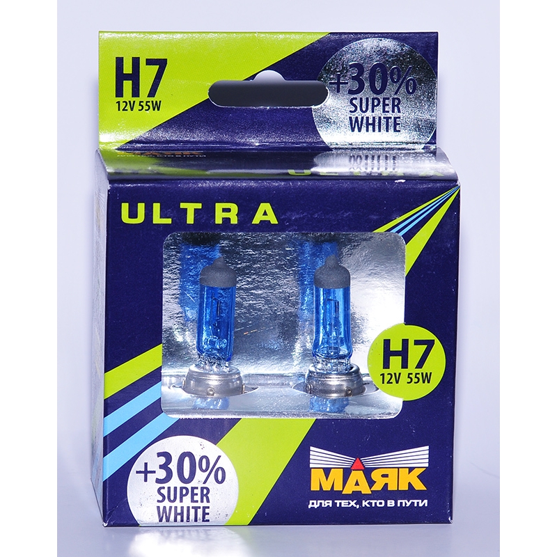 Автомобильная лампа Маяк H7 12V 55W (Px26d) SUPER WHITE