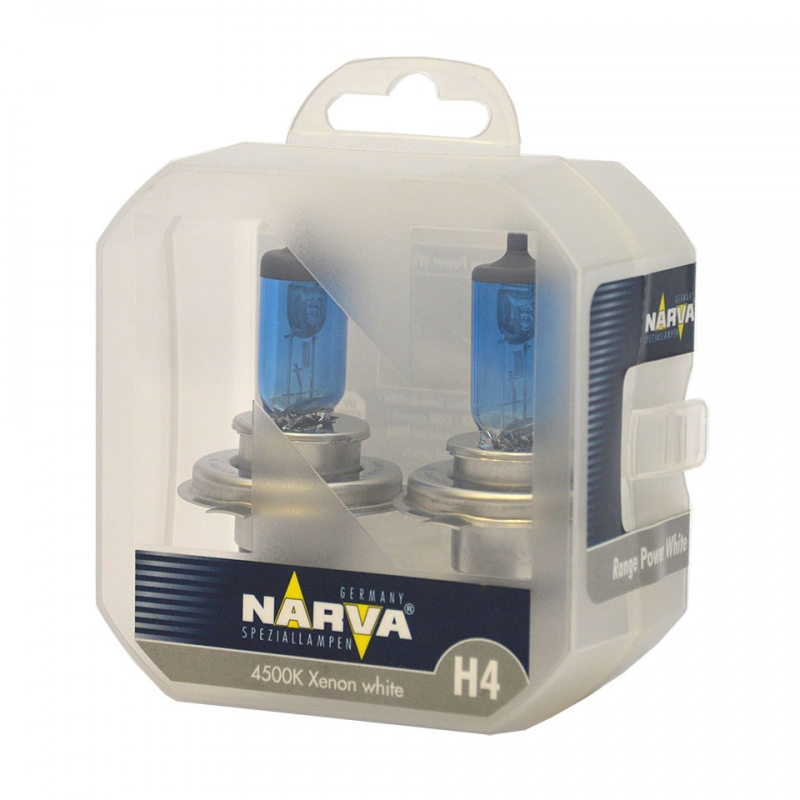 Автомобильная лампа Narva H4 (100/90) P43t-38 12V RANGE POWER WHITE(2шт.) 98015 RPW S2