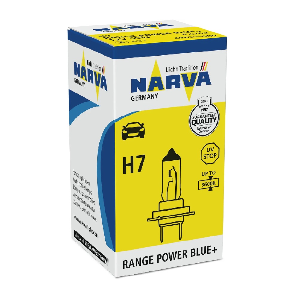 Автомобильная лампа Narva (Range Power Blue, +50% света, голубой спектр)