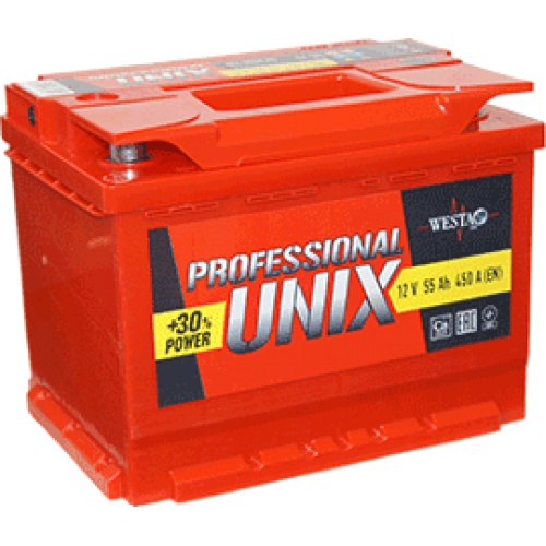 Автомобильный аккумулятор Unix 6ст - 62 Professional new 62А/ч-12Vст EN европейская прямая 242x175x190