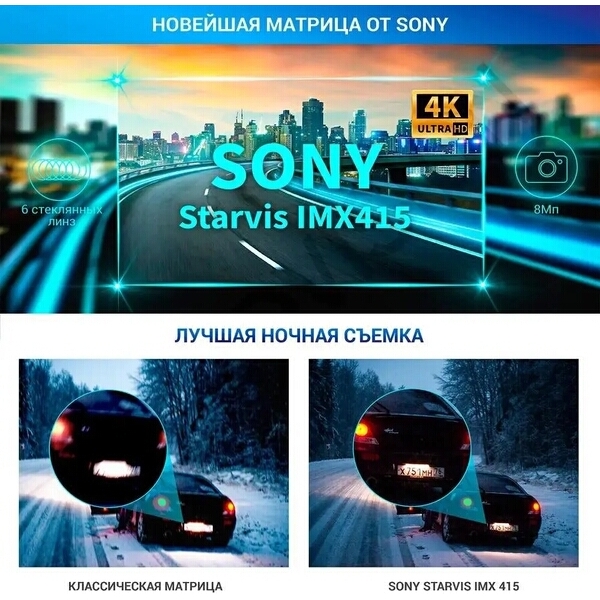 Видеорегистратор TrendVision Hybrid Signature Real 4K 170 ° черный