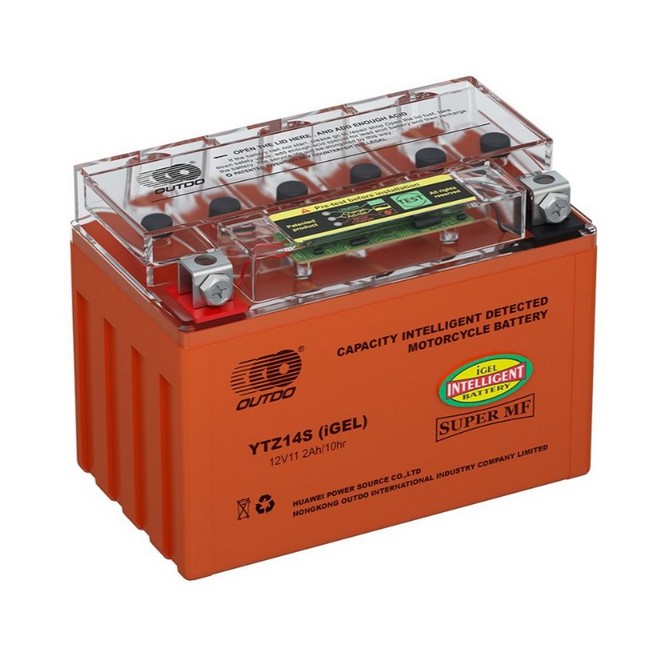 Автомобильный аккумулятор OUTDO YTZ14S (iGEL) индикатор 11,2А/ч-12V ст EN230 прямая 151x86x113